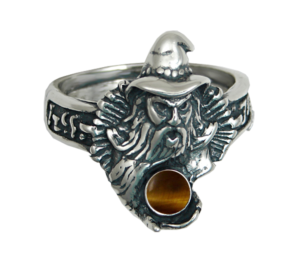 Sterling Silver Wizard Ring With Tiger Eye Size 11